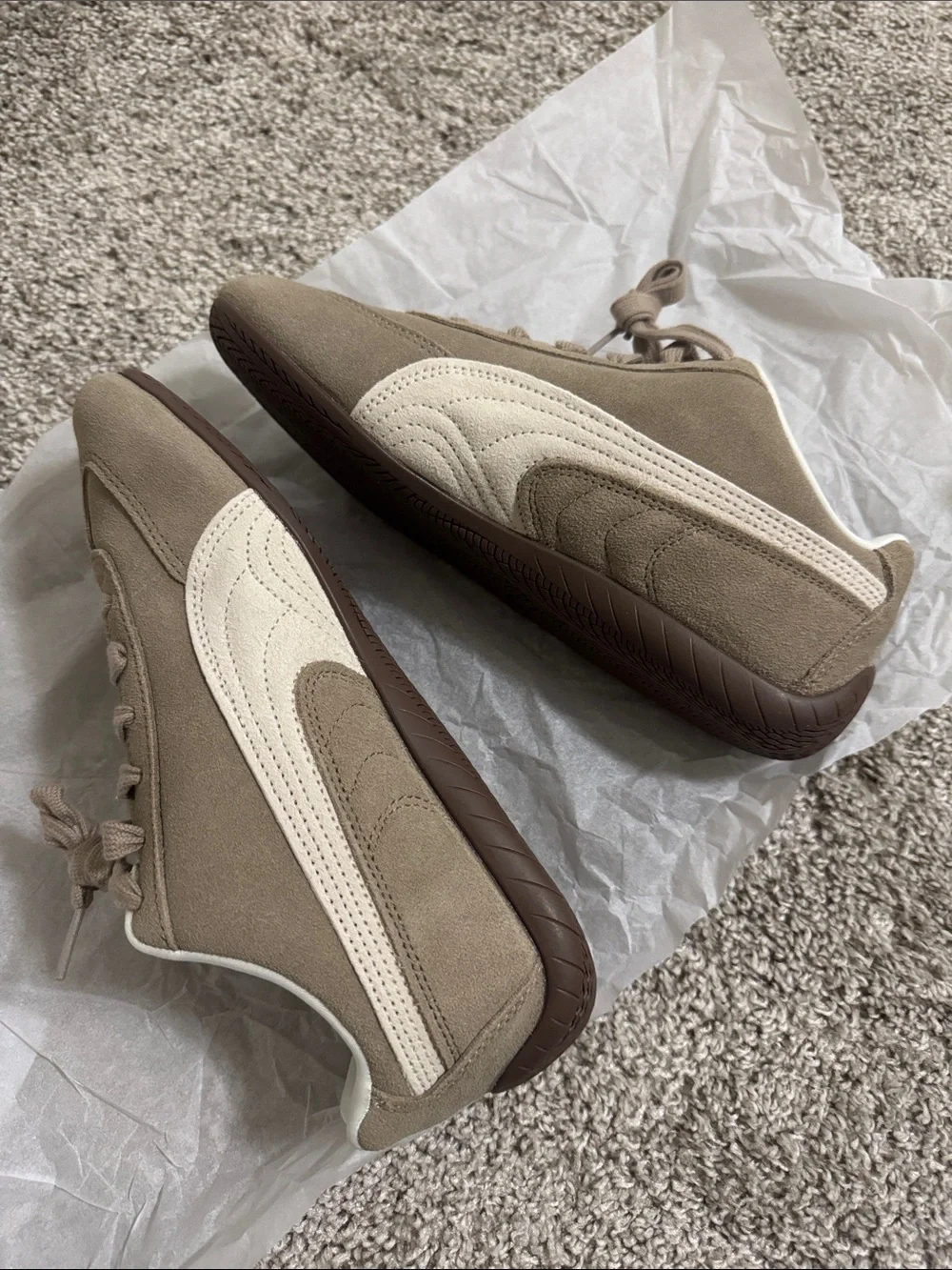 Puma Suede Sneakers in Taupe, Cream & Brown